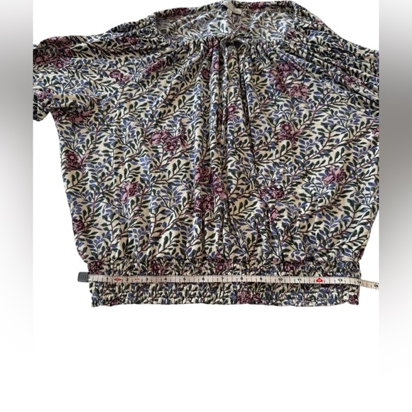Lucky Brand Floral Peasant Blouse w/ Bell Sleeves Boho Chic CottageCore Top sz L - Picture 9 of 12